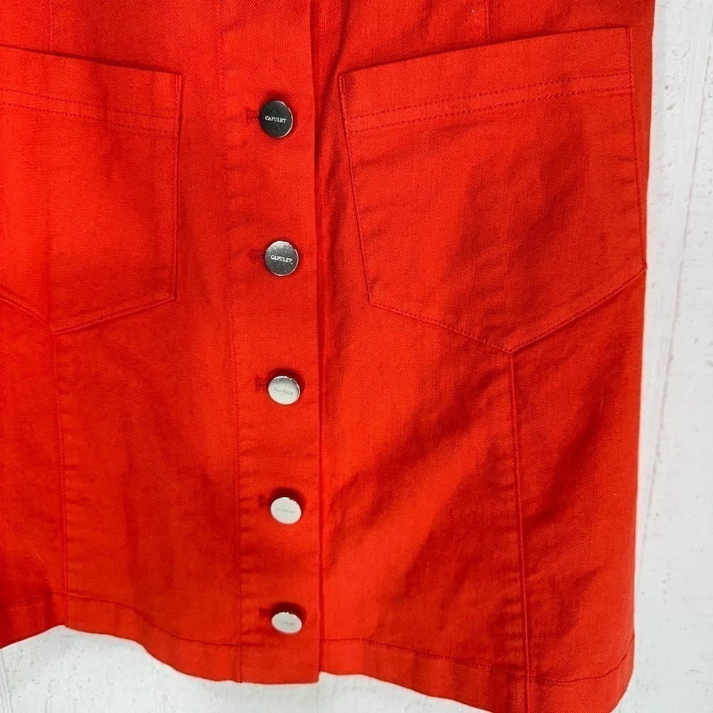 Capulet Stretch Denim Button Down Mini Dress Oran… - image 3